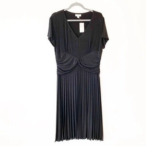 Coldwater Creek Pleated Gathered‎ Dress Black 16